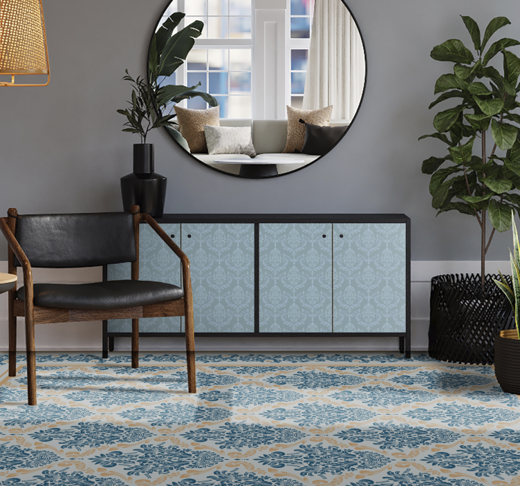 Elegant floral baroque  entrance hall vinyl rug - TenStickers