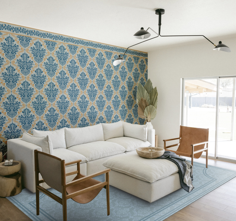 Soft blue baroque dining room vinyl rug - TenStickers