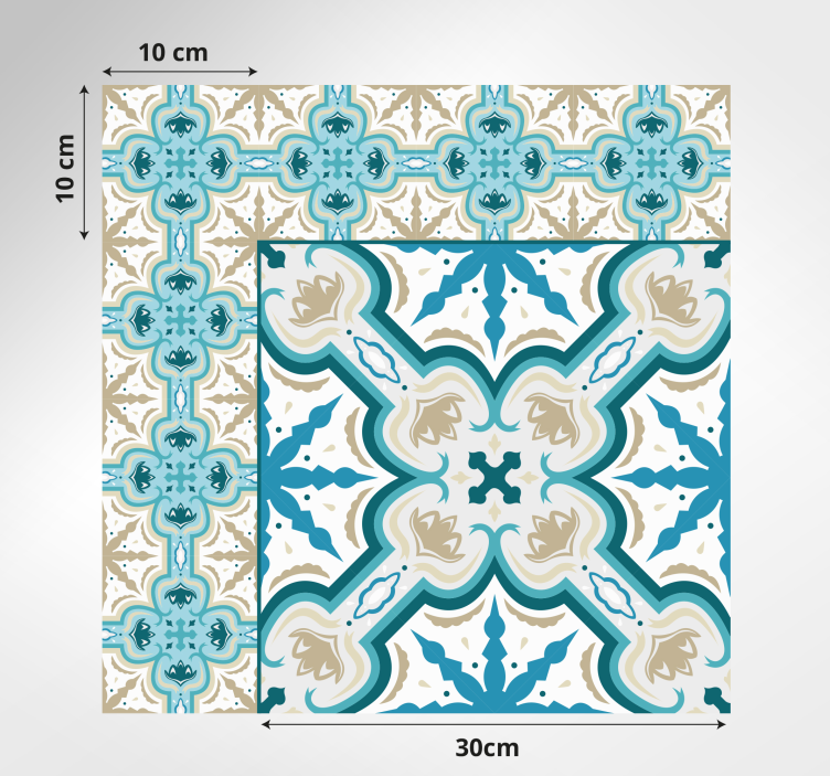 Azure botanical print tile vinyl rug - TenStickers