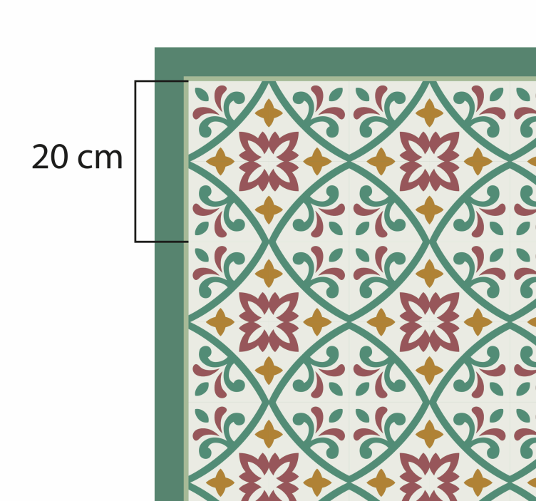 Yellow red and green classic flower tile carpet - TenStickers
