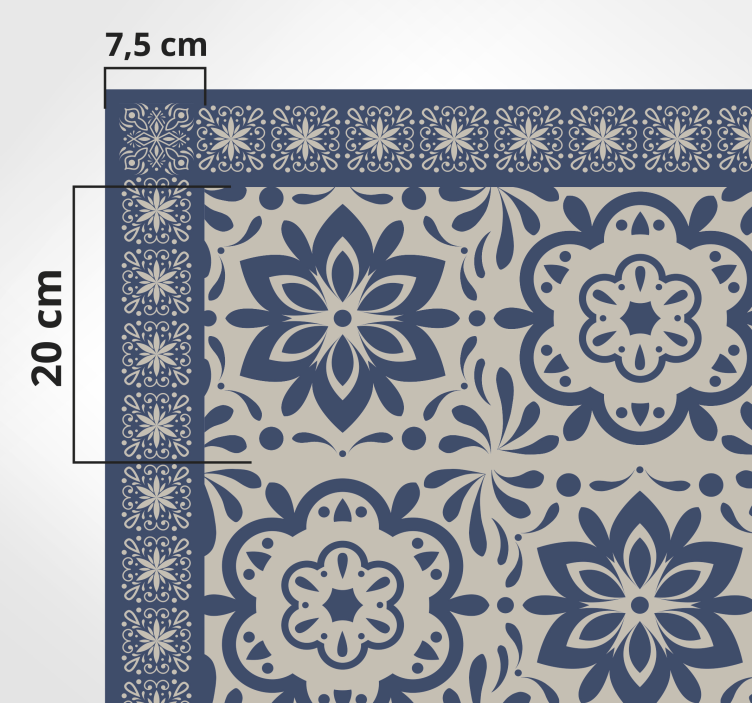 Floral Motif Pattern tile vinyl rug - TenStickers