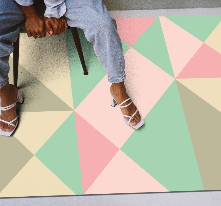 Wonderful soft colors geometric vinyl rug - TenStickers