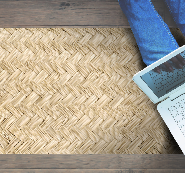 Basket weave imitation wood effect vinyl rug - TenStickers