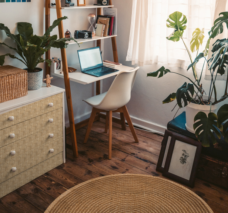 circular jute texture nordic rug - TenStickers