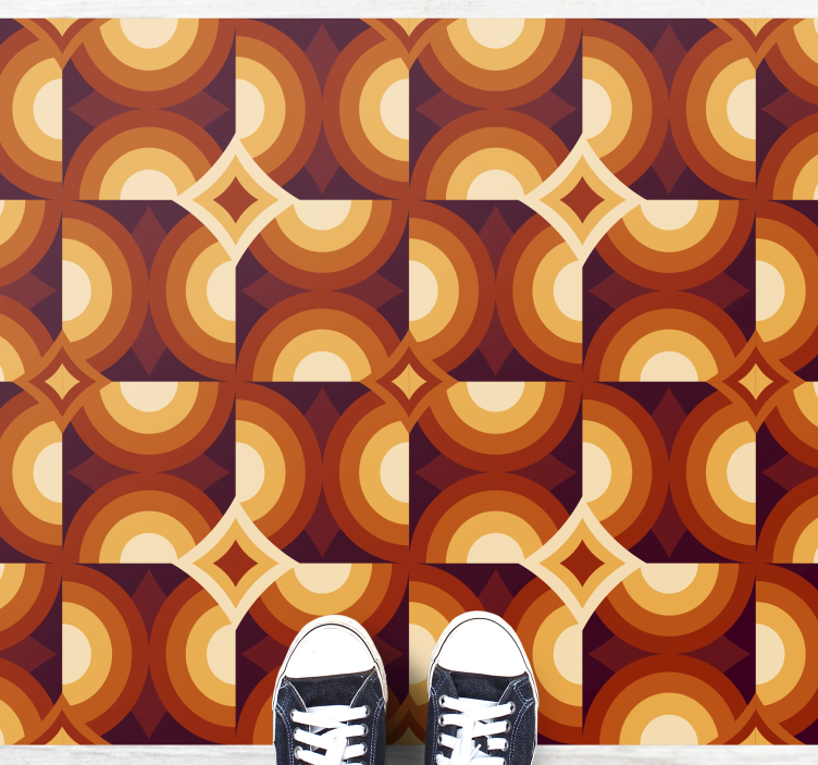 70's orange tiles vinyl carpet - TenStickers