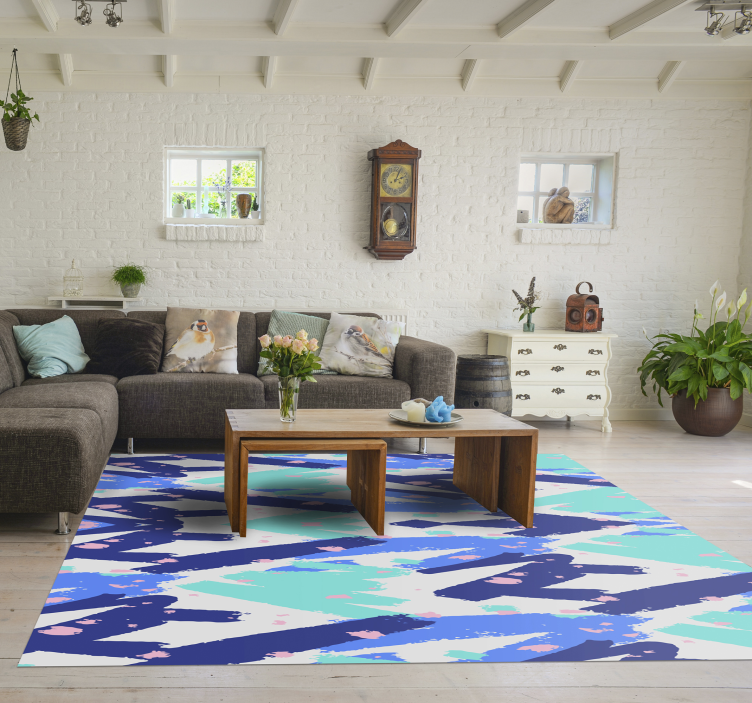 Abstract Camouflage Pattern living room vinyl rug - TenStickers