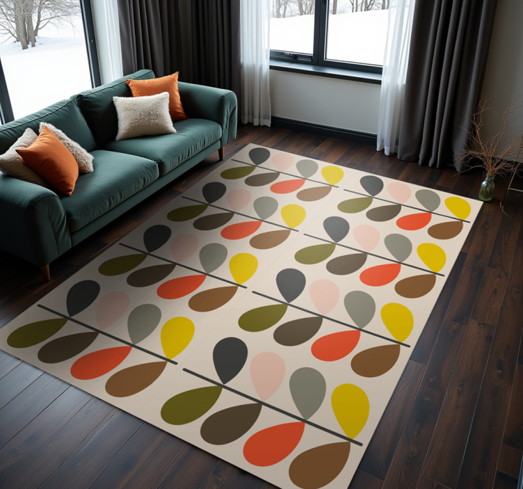 Abstract Leaf Shapes modern vinyl rug - TenStickers