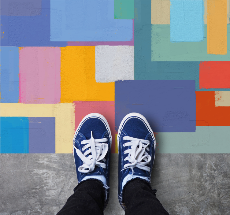 Abstract painting colorful squares rug - TenStickers