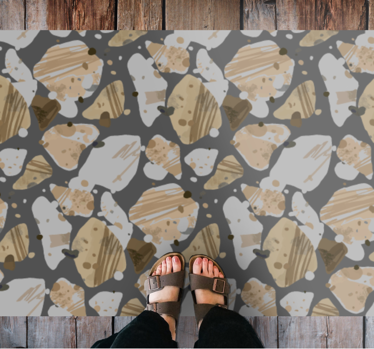 Abstract stone pattern wood effect vinyl rug - TenStickers
