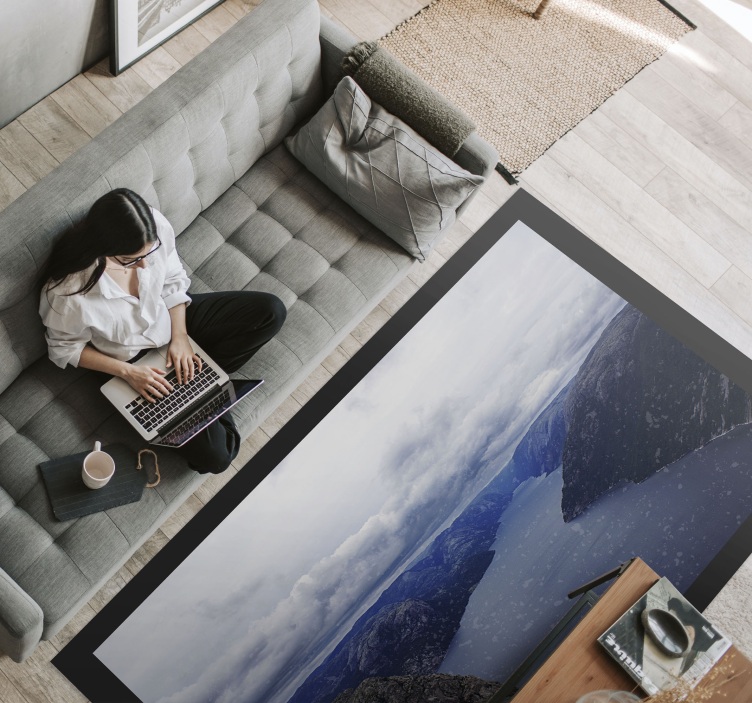 Aerial Fjord View nature vinyl rug - TenStickers