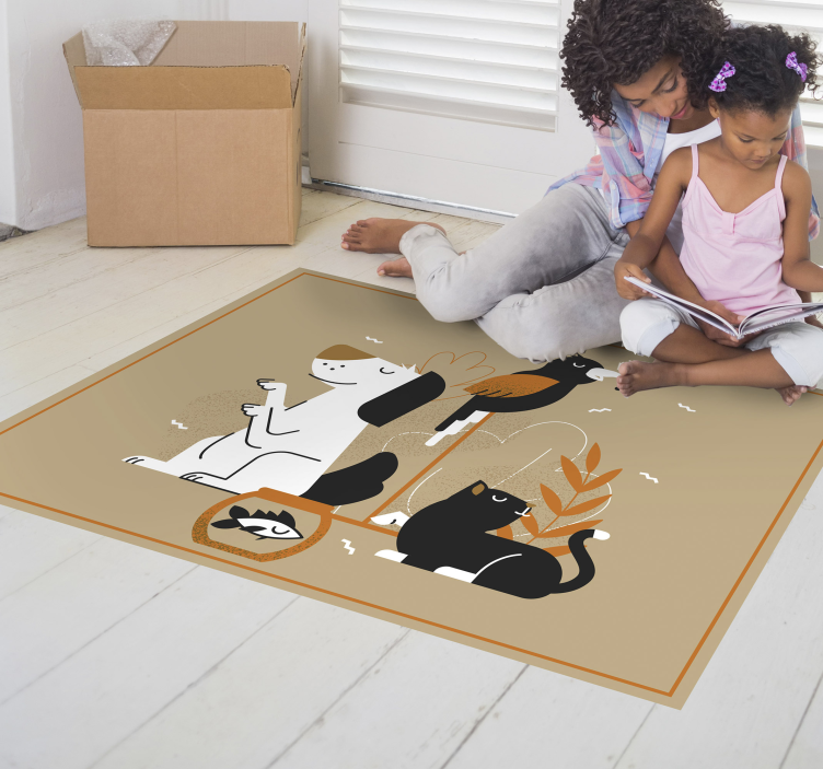 Beige pet illustration animal vinyl rug - TenStickers