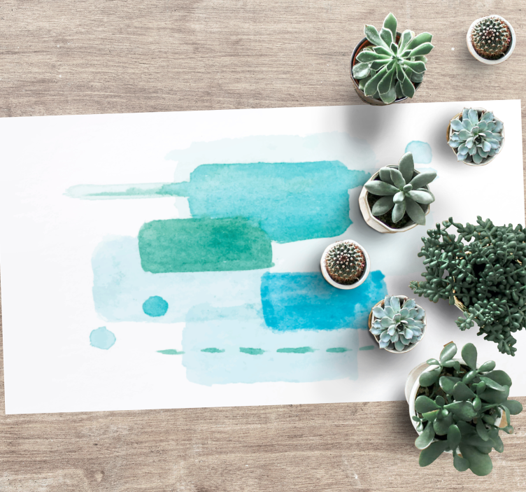 Aquatic Color Blocks living room vinyl rug - TenStickers