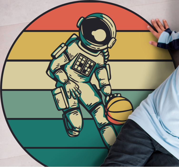 ASTRONAUT BASKETBALL PLAY game vinyl rug - TenStickers