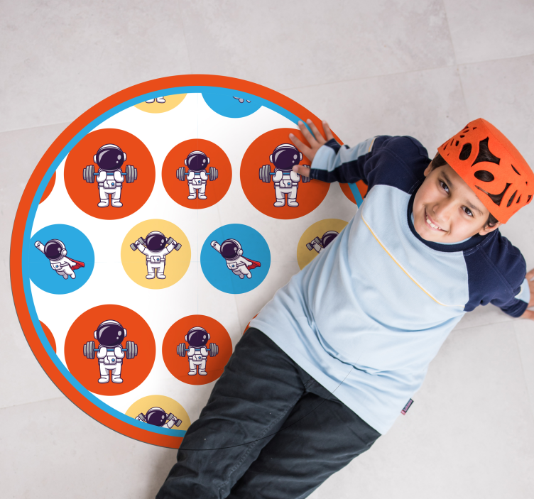 Astronaut fitness kids vinyl rug - TenStickers