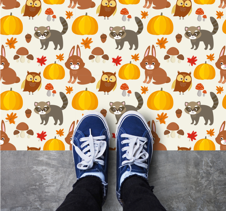 Autumn Animal Characters nursery vinyl rug - TenStickers