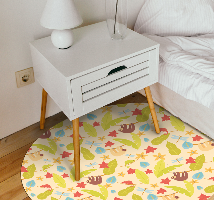 Autumn Critters Circular kids vinyl rug - TenStickers