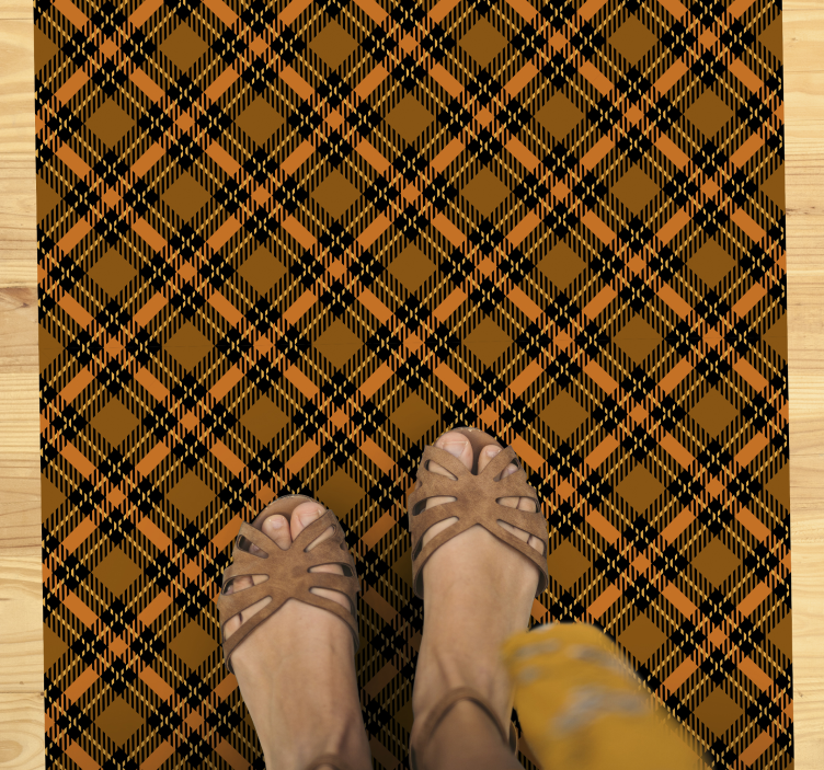 Autumn Plaid Pattern textured vinyl rug - TenStickers