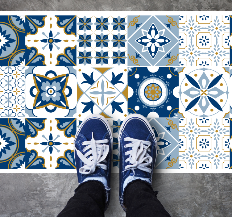 Azulejo Pattern tile vinyl rug - TenStickers