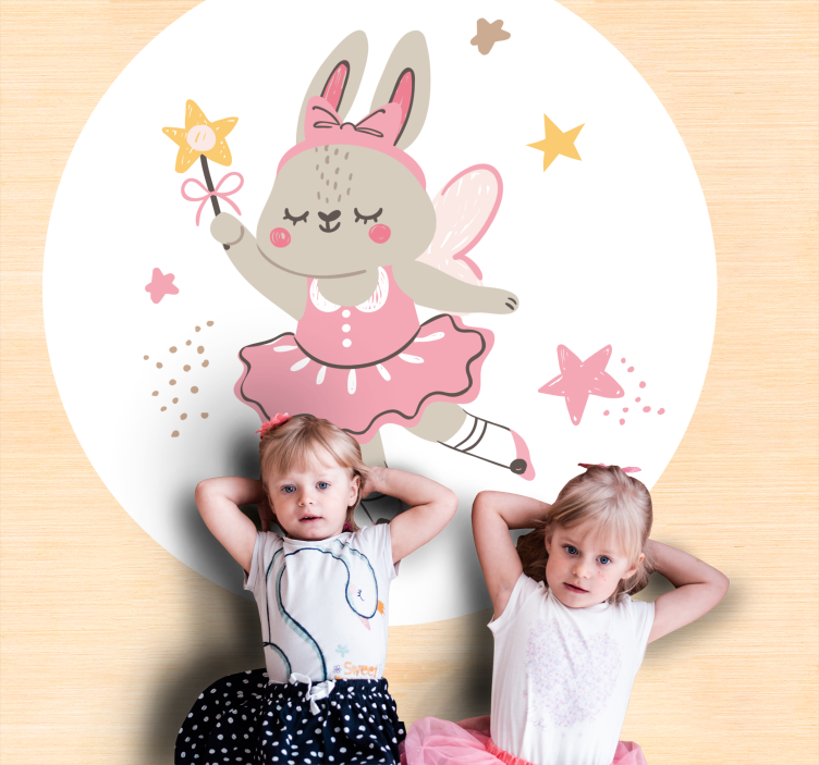 Dancing rabbit with wand kids vinyl rug - TenStickers