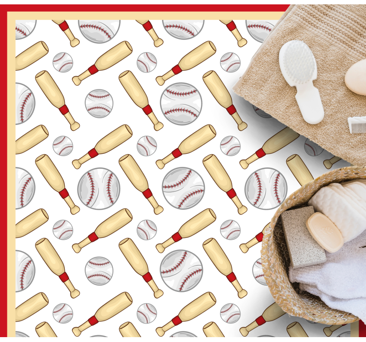 Baseball bats and balls square vinyl rug - TenStickers
