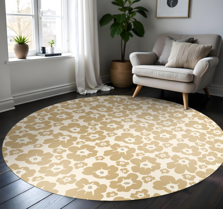 Beige poppies floral vinyl rug - TenStickers