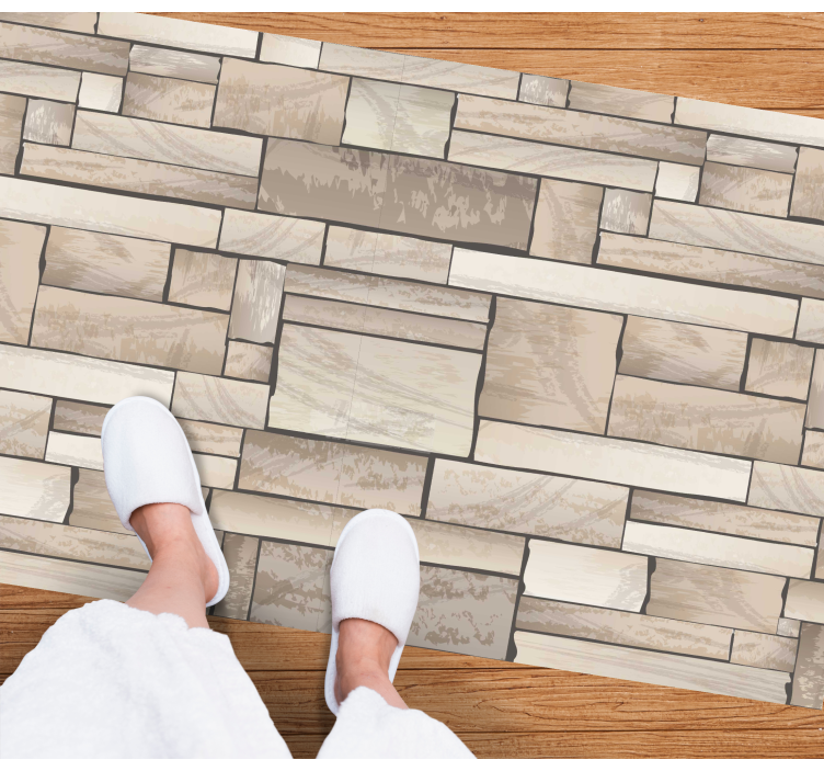 Beige stone tile vinyl floor carpet - TenStickers