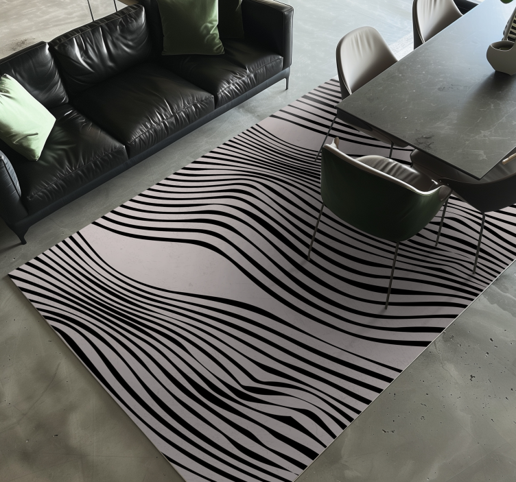 Black abstract lines neutral background dining room carpet - TenStickers