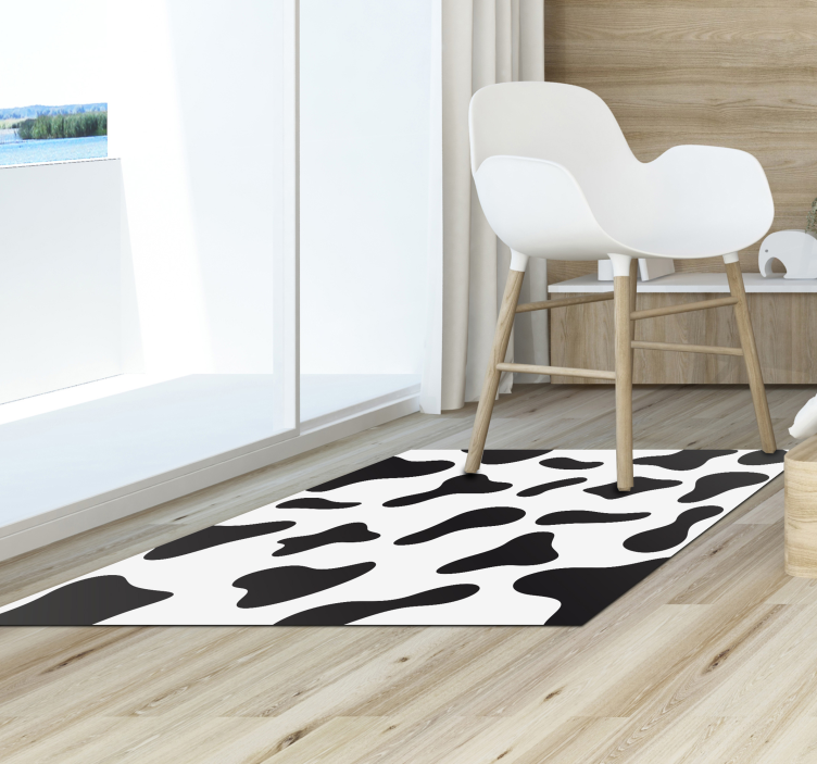 Black and white cow animal print vinyl rug - TenStickers