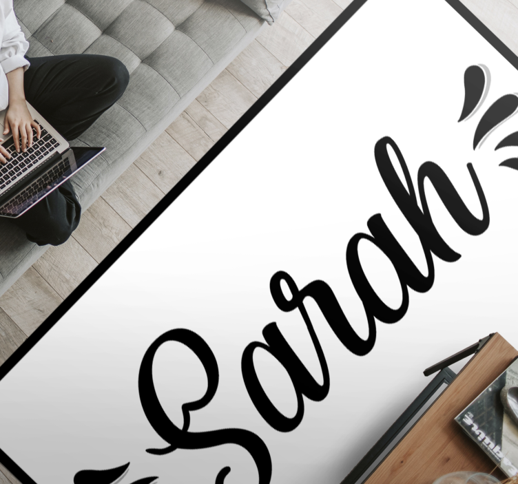 Black and white living room vinyl rug - TenStickers