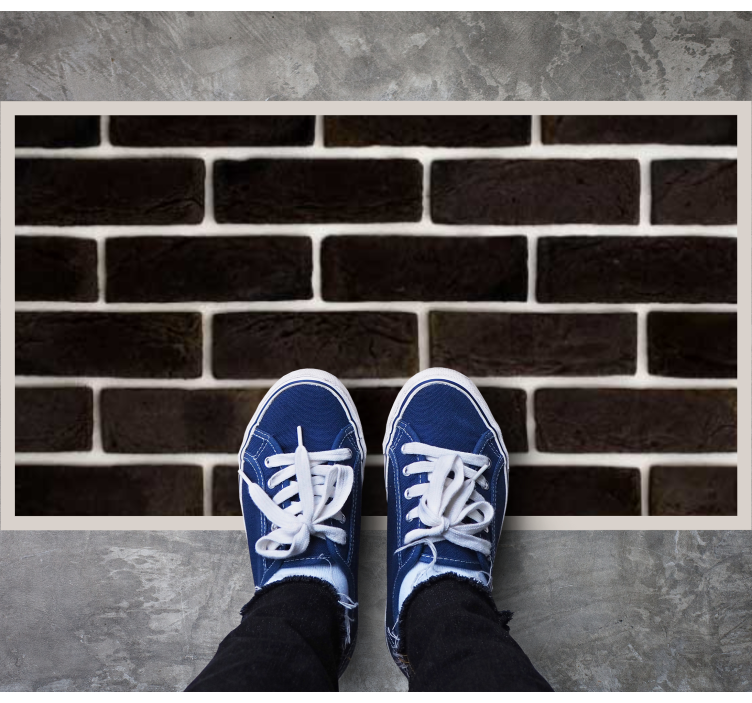 Black brickpattern stone effect vinyl rug - TenStickers