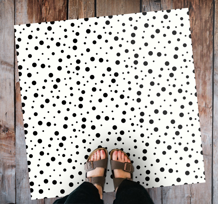 BLACK DOT PATTERN striped vinyl rug - TenStickers