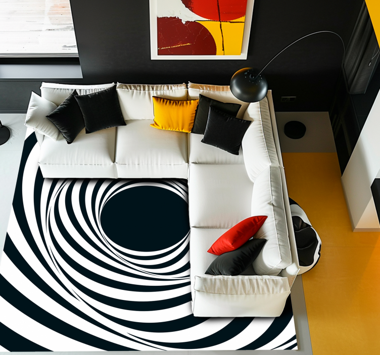 Black White Swirling Pattern geometric rugs - TenStickers