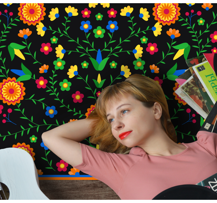 Colors Vibrant Motif floral vinyl rug - TenStickers