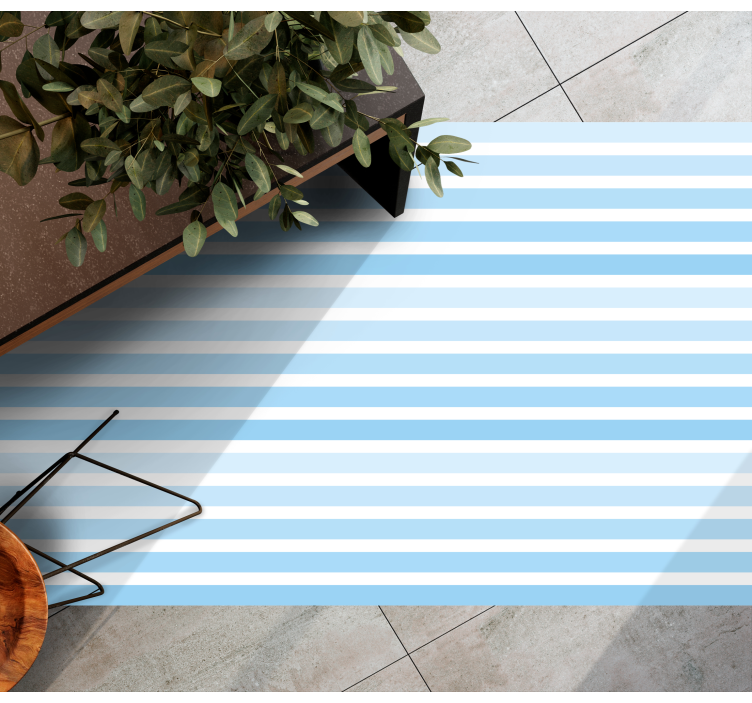 Blue horizontal pattern striped vinyl rug - TenStickers