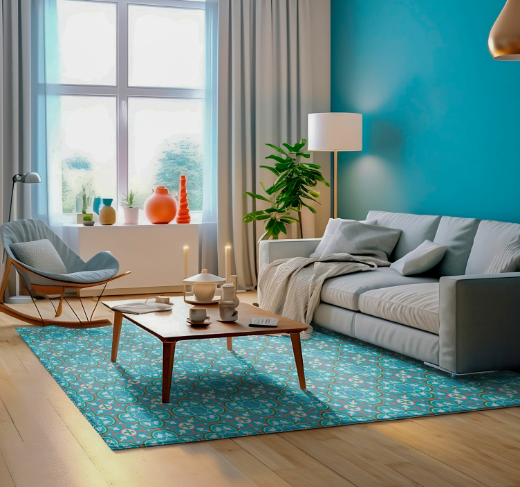 blue hydraulic tile vintage rug - TenStickers