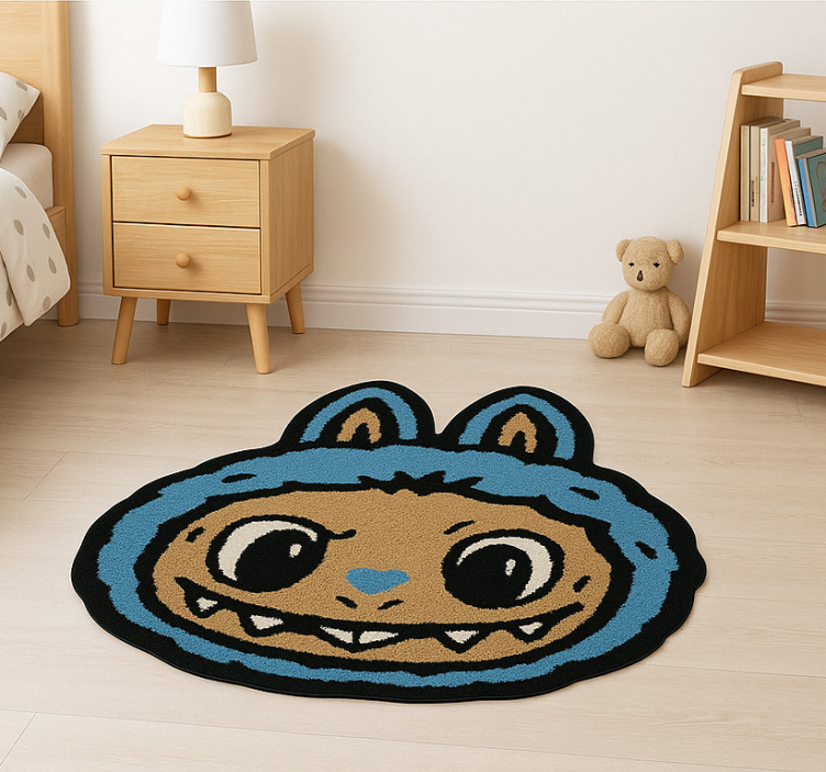 Blue Labubu design kids vinyl rug - TenStickers