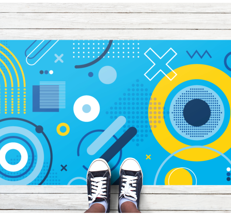 Blue modern motif geometric vinyl rug - TenStickers