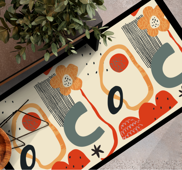 Bold floral elements modern vinyl rug - TenStickers