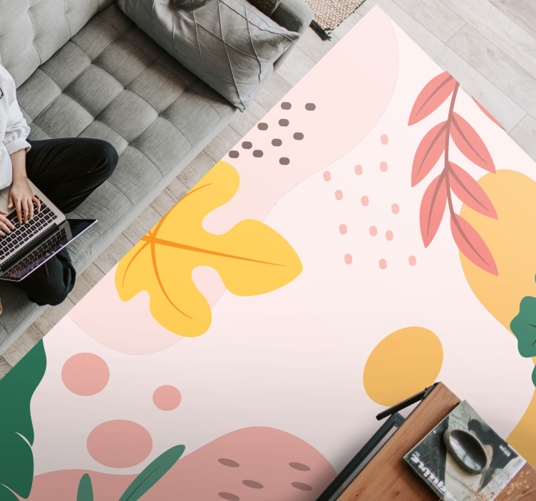Botanical Abstract floral vinyl rug - TenStickers