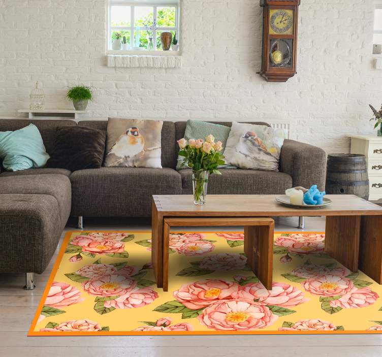 Floral Blossoming Elegance floral vinyl rug - TenStickers