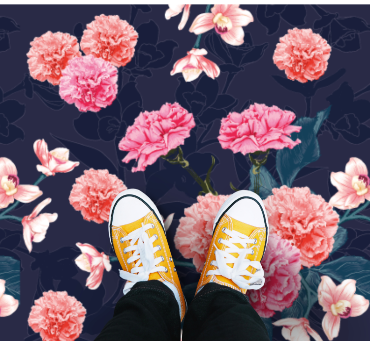 Botanical dream motif floral vinyl rug - TenStickers