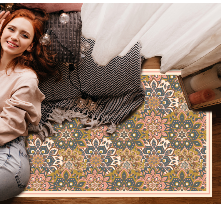 Botanical Emblem Sophistication mandala vinyl rug - TenStickers