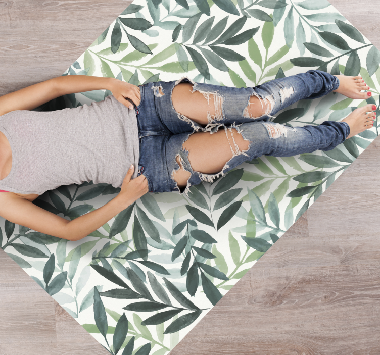 Botanical Foliage floral vinyl rug - TenStickers