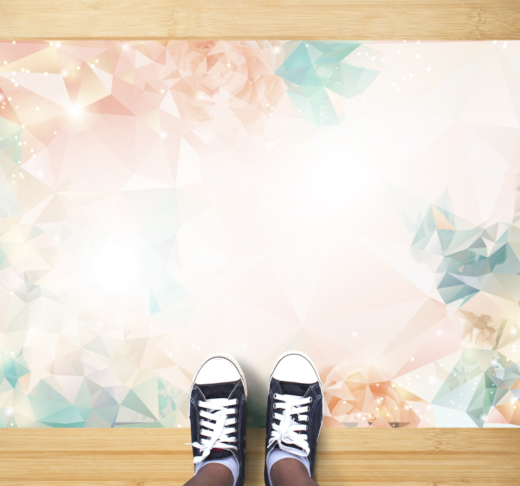 Botanical geometry floral vinyl rug - TenStickers