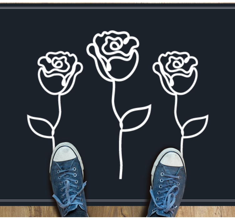 Botanical Sketch Representation floral vinyl rug - TenStickers