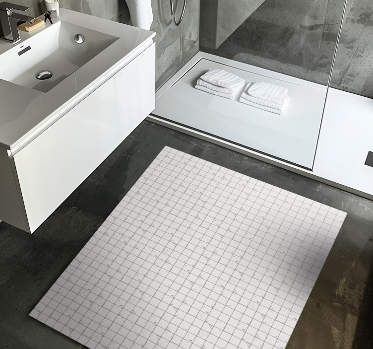 light grey aged tiles tile vinyl rug - TenStickers