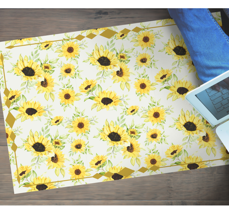 Bright Botanical Print floral vinyl rug - TenStickers
