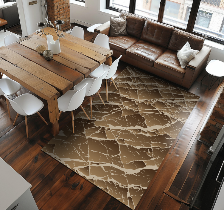 Brown marble effect dining room carpet - TenStickers