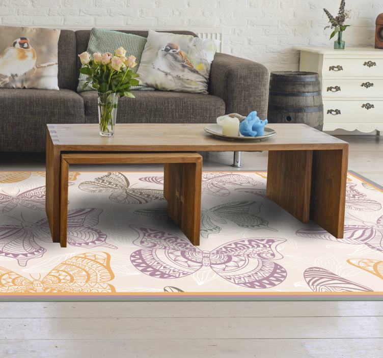 Butterfly Mandala mandala vinyl rug - TenStickers