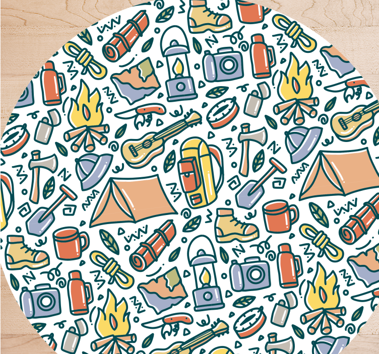 Camping Adventure Concept teen vinyl rug - TenStickers